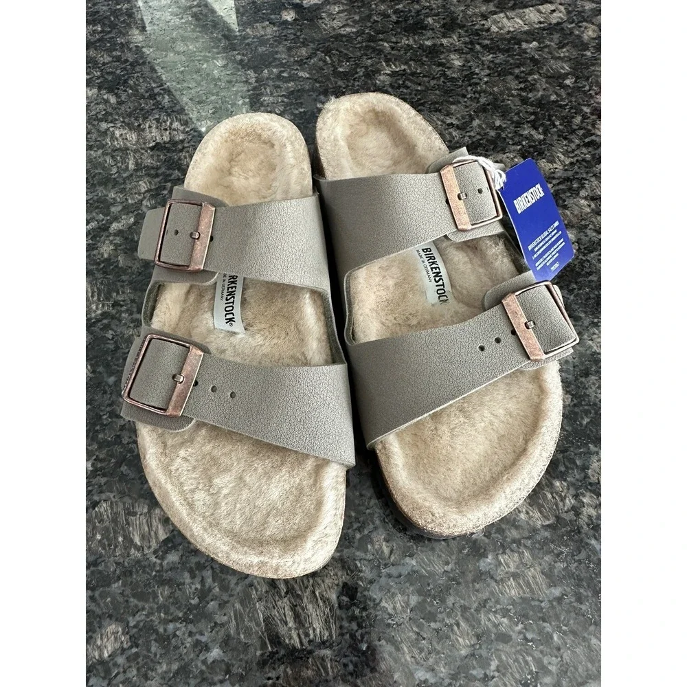BIRKENSTOCK Arizona Shearling Kids Lambskin Lining‎ MINK Suede Leather. Sz 5.5